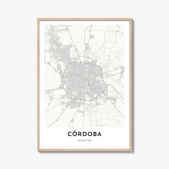 Cordoba Argentina Minimalist Line Art City Map Travel Decor Poster