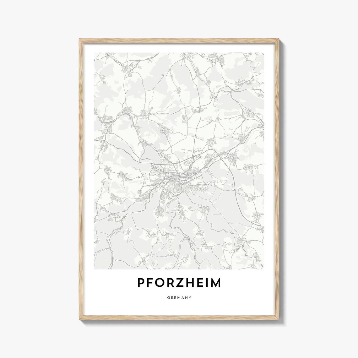 Pforzheim Germany Minimalist City Street Map Line Art Poster