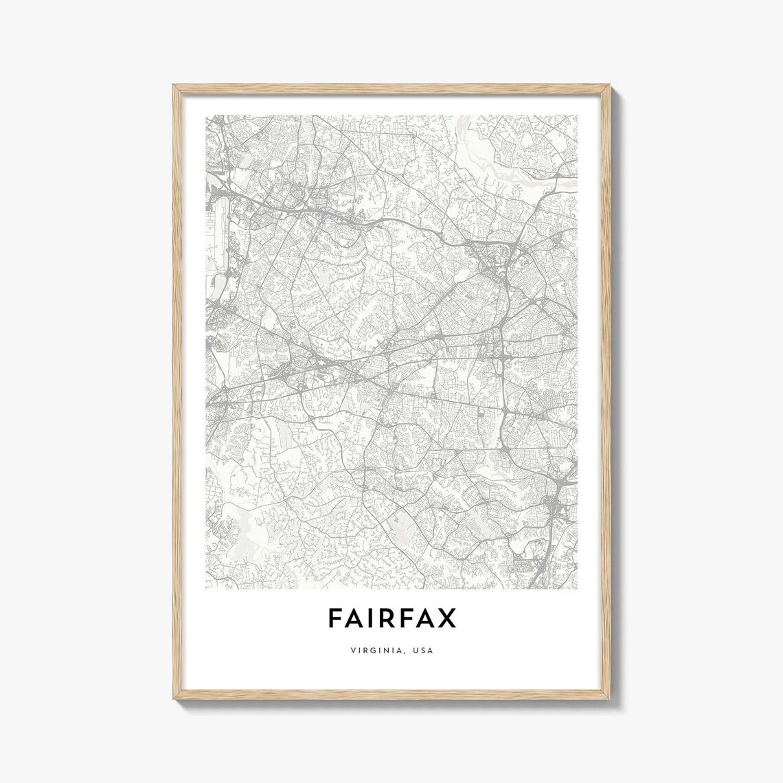 Fairfax Virginia USA Minimalist City Map Line Art Travel Poster