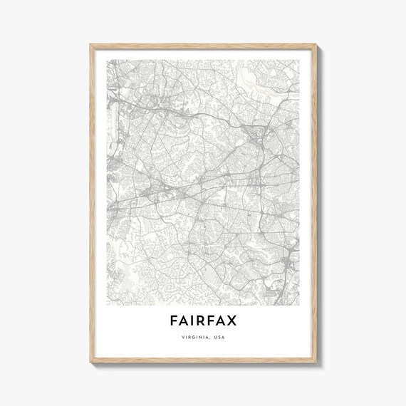 Fairfax Virginia USA Minimalist City Map Line Art Travel Poster