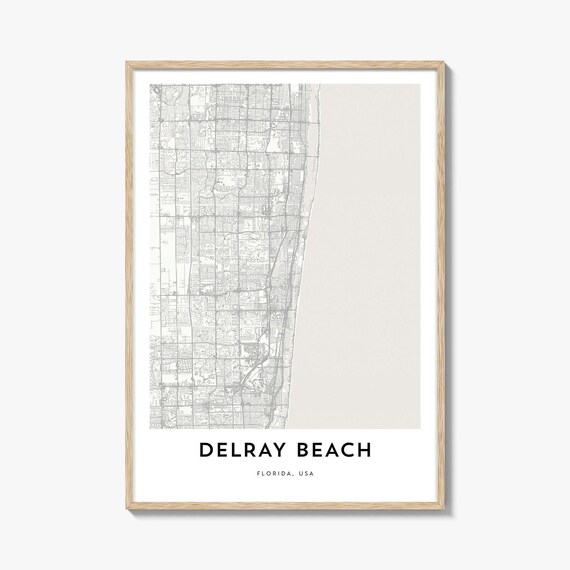Delray Beach Florida Minimalist Coastal City Street Map Poster
