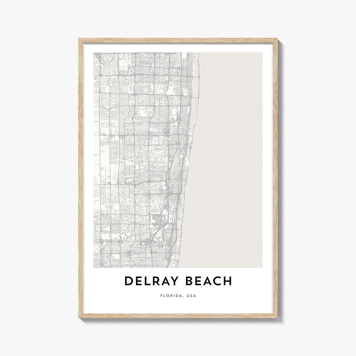 Delray Beach Florida Minimalist Coastal City Street Map Poster