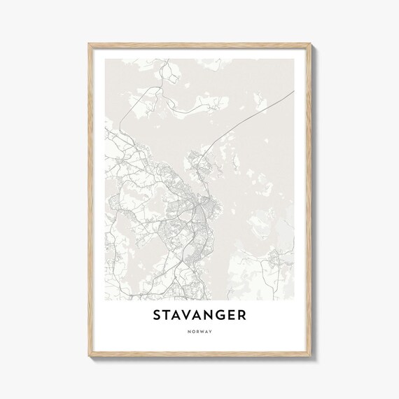 Stavanger Norway Minimalist Black and White City Map Art Poster