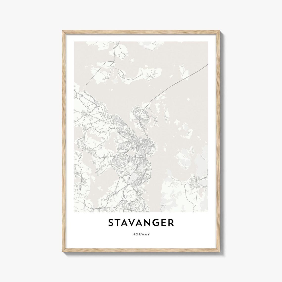 Stavanger Norway Minimalist Black and White City Map Art Poster