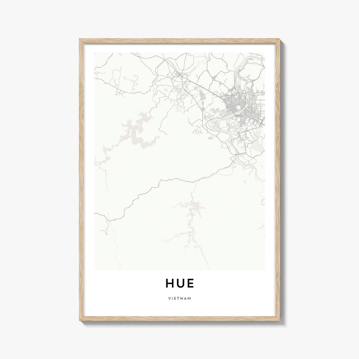 Minimalist Hue Vietnam White Street Map City Travel Art Poster