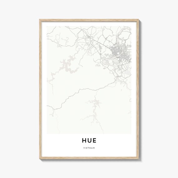 Minimalist Hue Vietnam White Street Map City Travel Art Poster