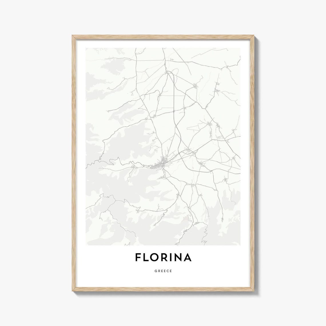 Florina Greece Minimalist Light Grey City Street Map Art Poster