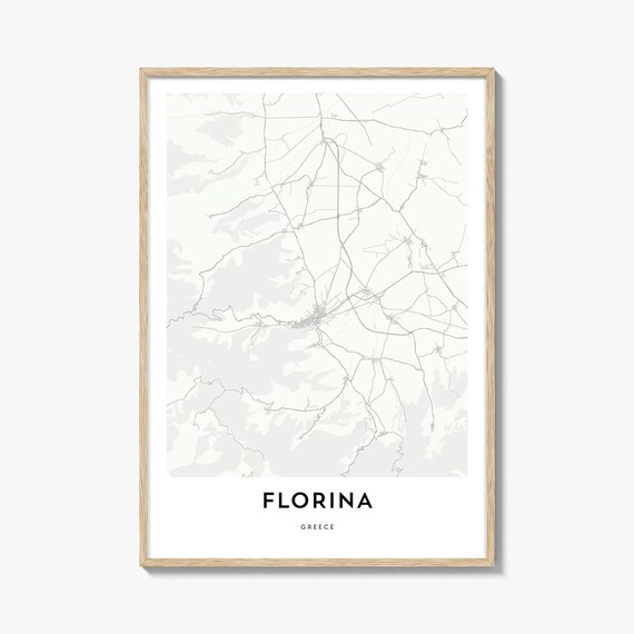 Florina Greece Minimalist Light Grey City Street Map Art Poster