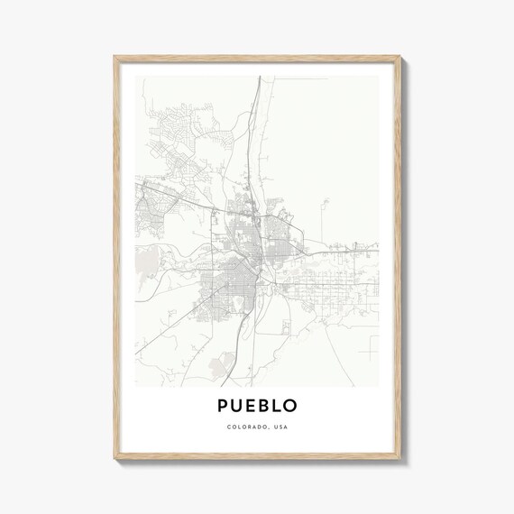 Pueblo Colorado USA Minimalist City Street Map Elegant Poster