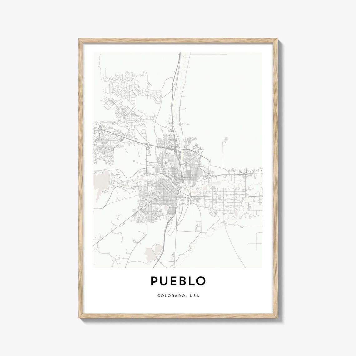 Pueblo Colorado USA Minimalist City Street Map Elegant Poster