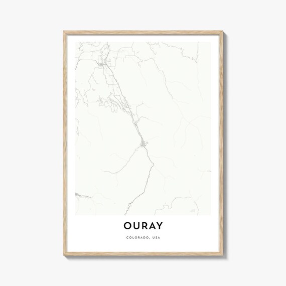 Ouray Colorado Scenic Mountain Town Minimalist Street Map Poster
