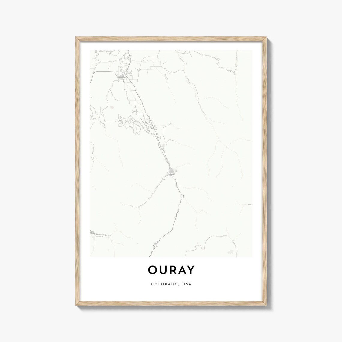 Ouray Colorado Scenic Mountain Town Minimalist Street Map Poster