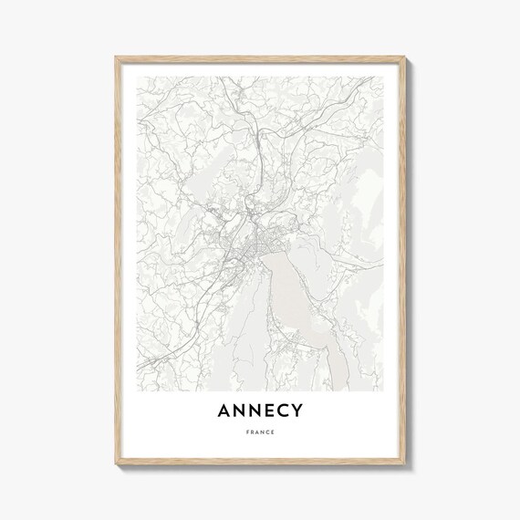 Annecy France Minimalist City Map Street Art Print for Home Office