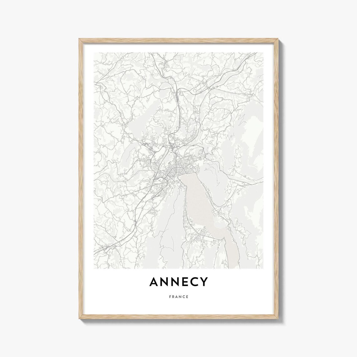 Annecy France Minimalist City Map Street Art Print for Home Office