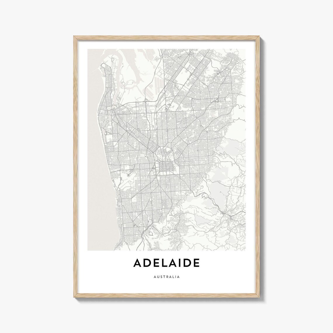 Adelaide Australia Minimalist City Street Map Poster Travel Art