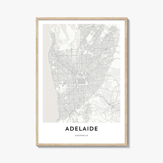 Adelaide Australia Minimalist City Street Map Poster Travel Art