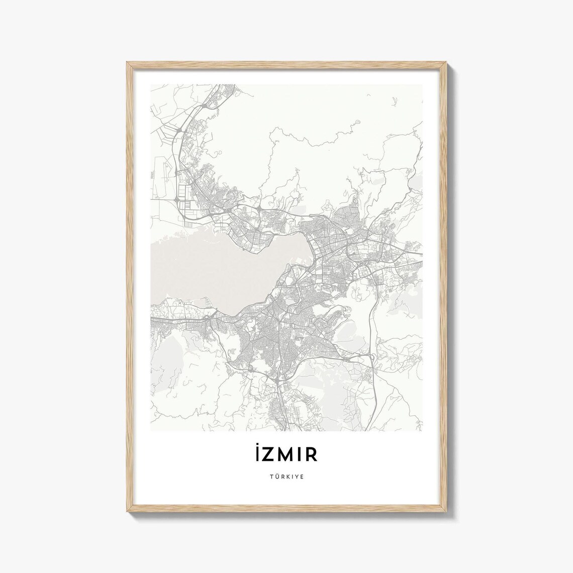 Izmir Turkiye Aegean Coastal City Minimalist Street Map Wall Art