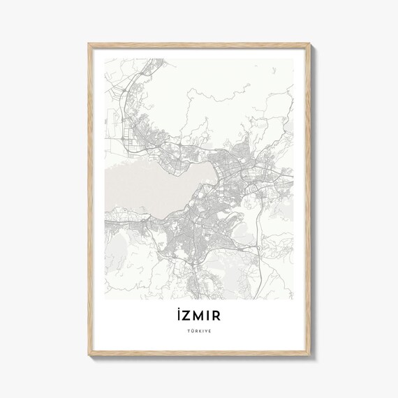 Izmir Turkiye Aegean Coastal City Minimalist Street Map Wall Art