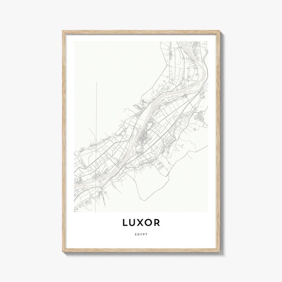 Luxor Egypt Nile River City Map Minimalist Black And White Poster