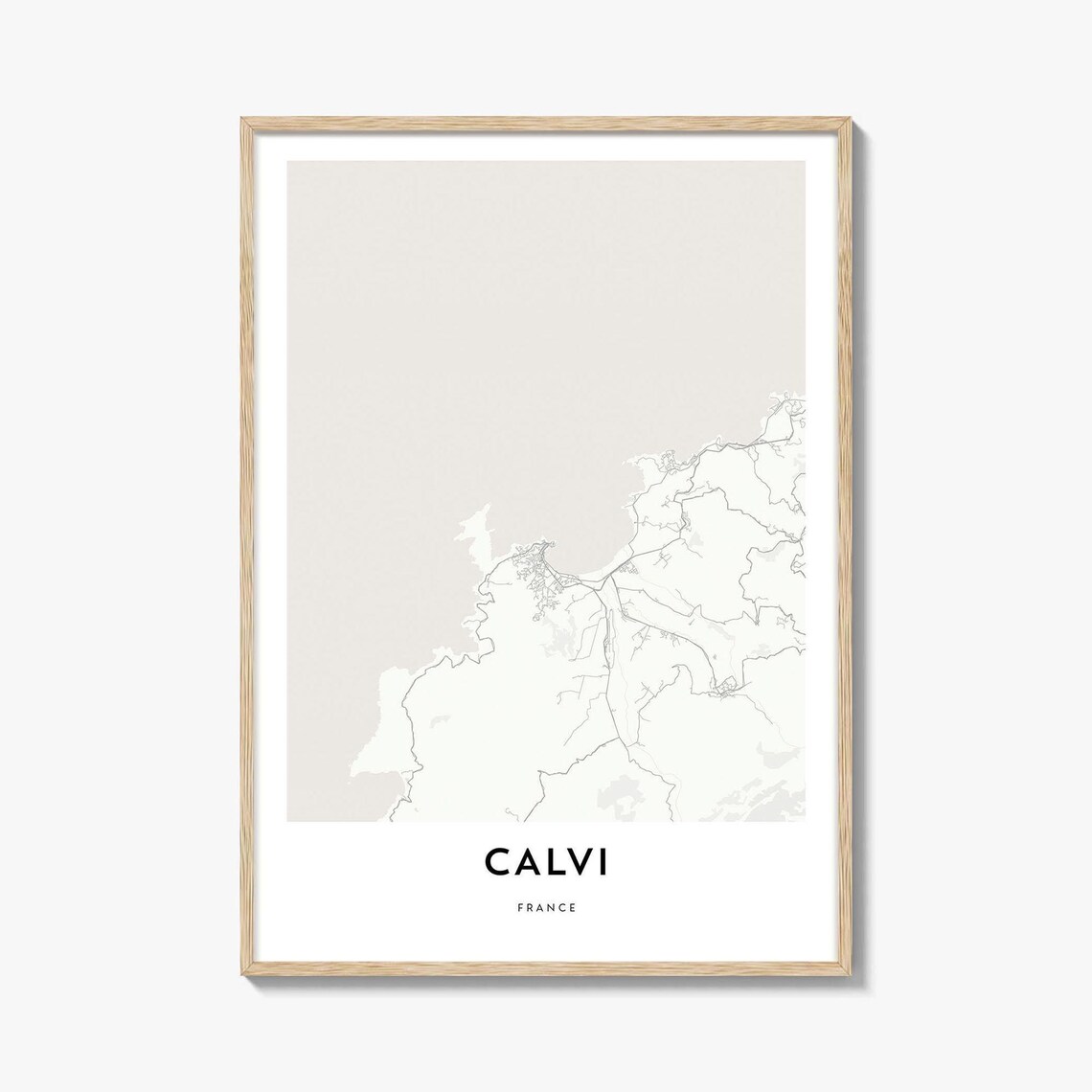 Calvi France Minimalist Coastal City Street Map Line Art Poster