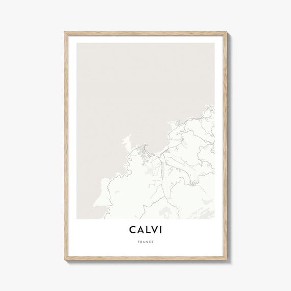 Calvi France Minimalist Coastal City Street Map Line Art Poster