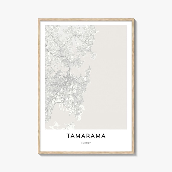 Tamarama Sydney Minimalist Coastline Map Neutral Design Wall Art