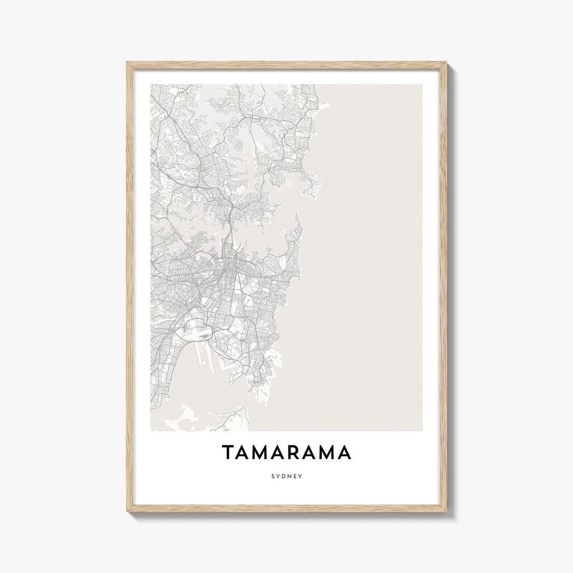 Tamarama Sydney Minimalist Coastline Map Neutral Design Wall Art