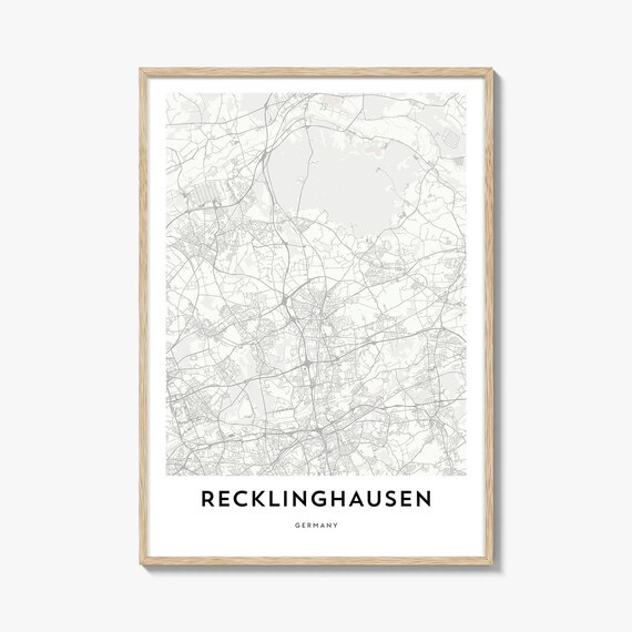 Recklinghausen Germany Ruhr Region Minimalist White City Map Poster
