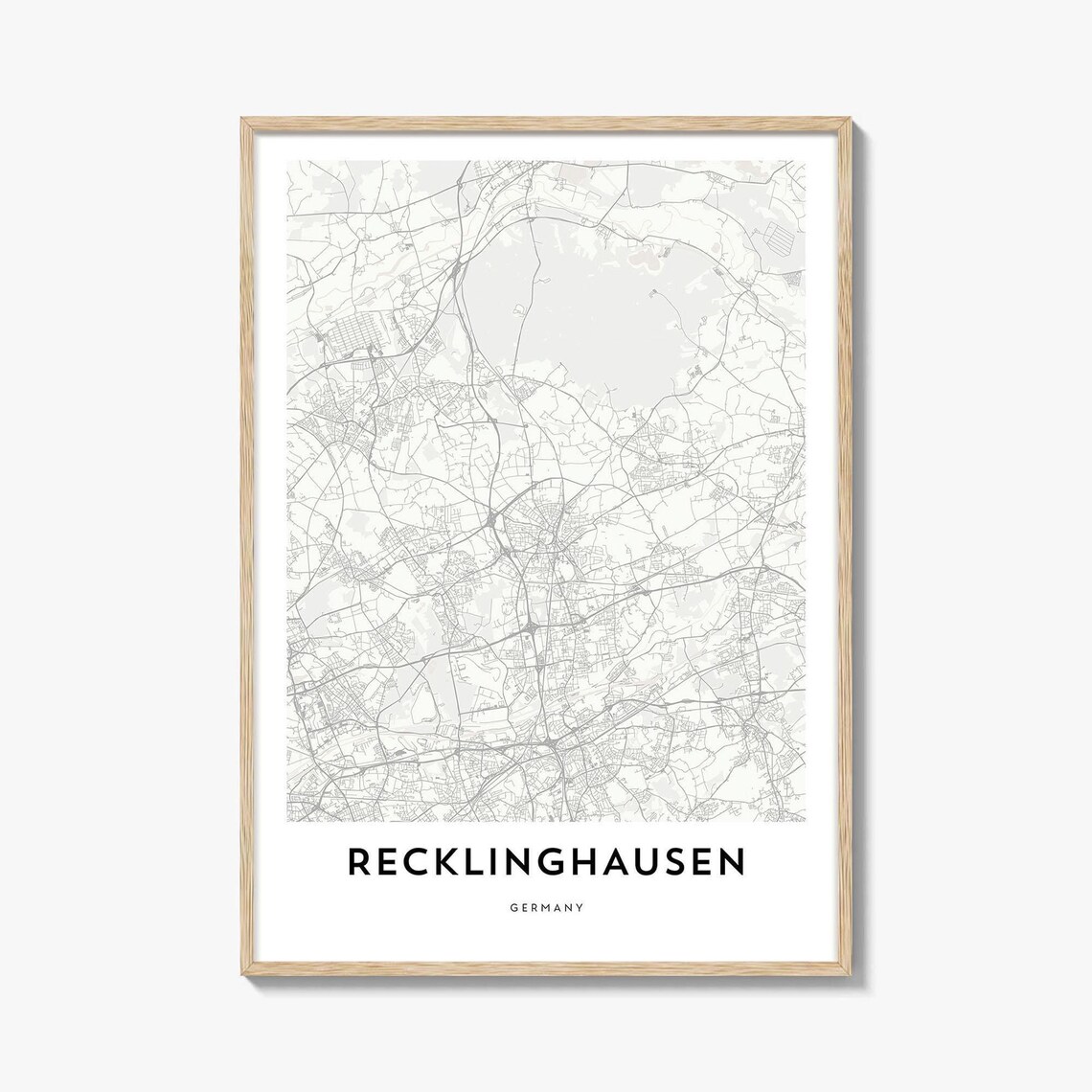 Recklinghausen Germany Ruhr Region Minimalist White City Map Poster