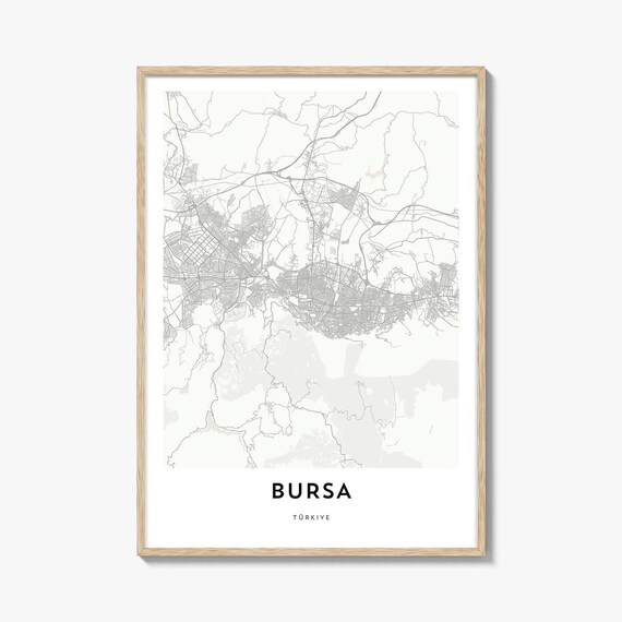 Bursa Turkiye Minimalist Street Map City Line Art Wall Poster Decor