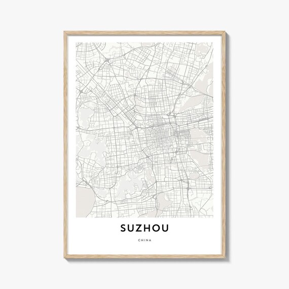 Suzhou China Minimalist City Street Map Line Art Decor Poster
