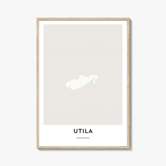 Utila Honduras Caribbean Island Minimalist Map Line Art Travel Poster