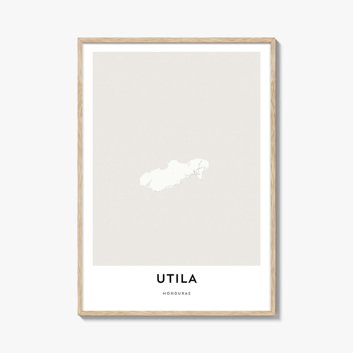Utila Honduras Caribbean Island Minimalist Map Line Art Travel Poster