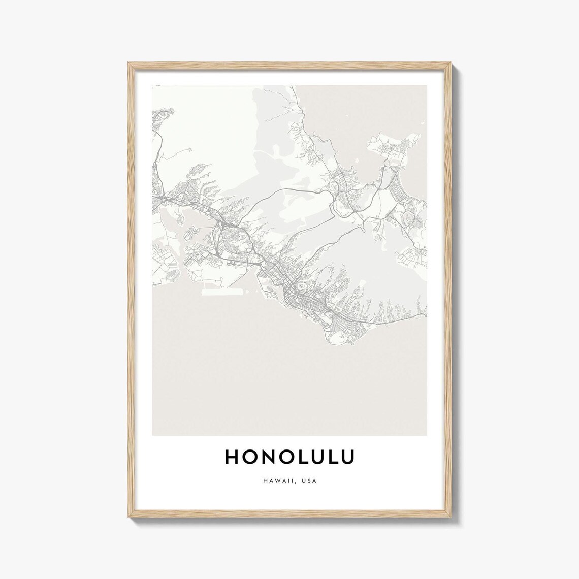 Honolulu Hawaii Minimalist Street Map Island City Beach Poster