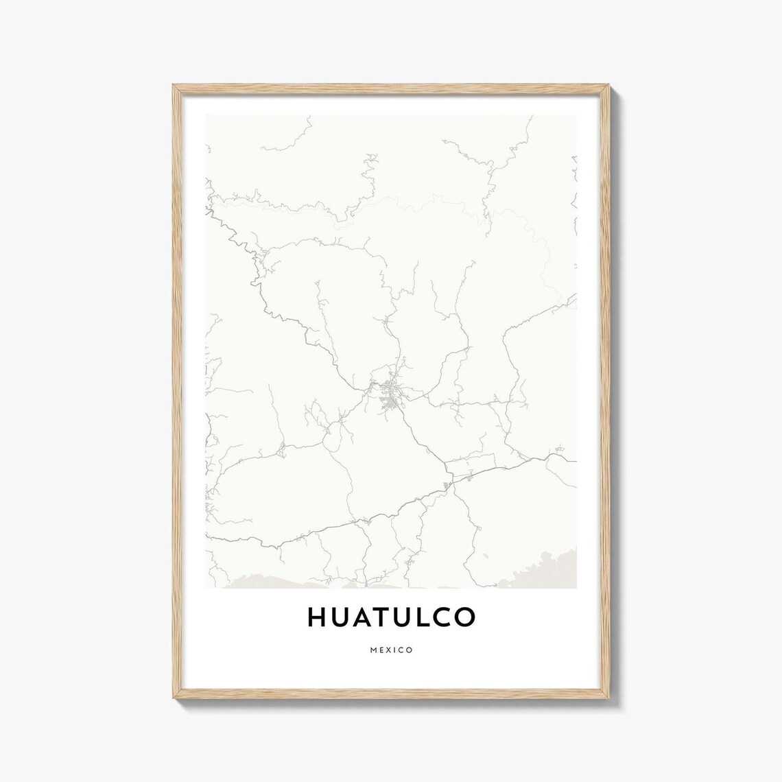 Minimalist Huatulco Mexico Coastal City Street Map Travel Poster