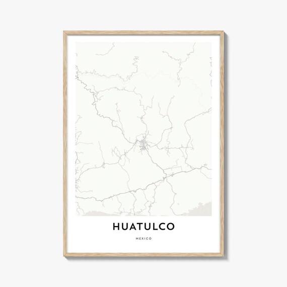 Minimalist Huatulco Mexico Coastal City Street Map Travel Poster