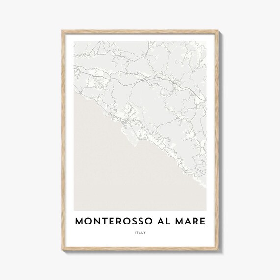 Monterosso Al Mare Italy Coastal Road Map Minimalist Tan Poster
