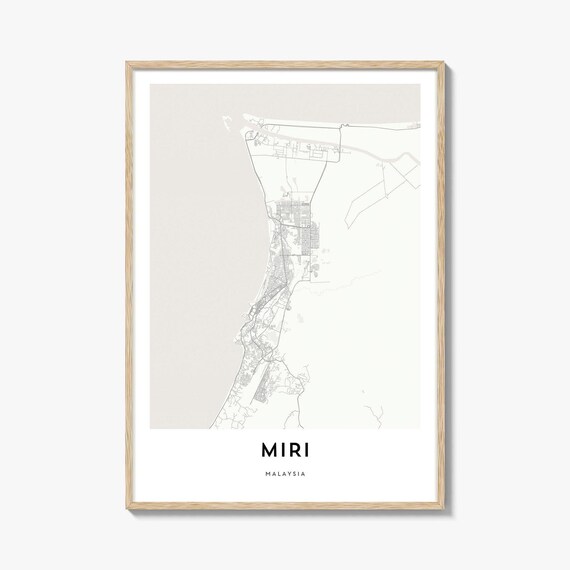 Miri Malaysia Minimalist City Map Poster Modern Coastal Decor Art