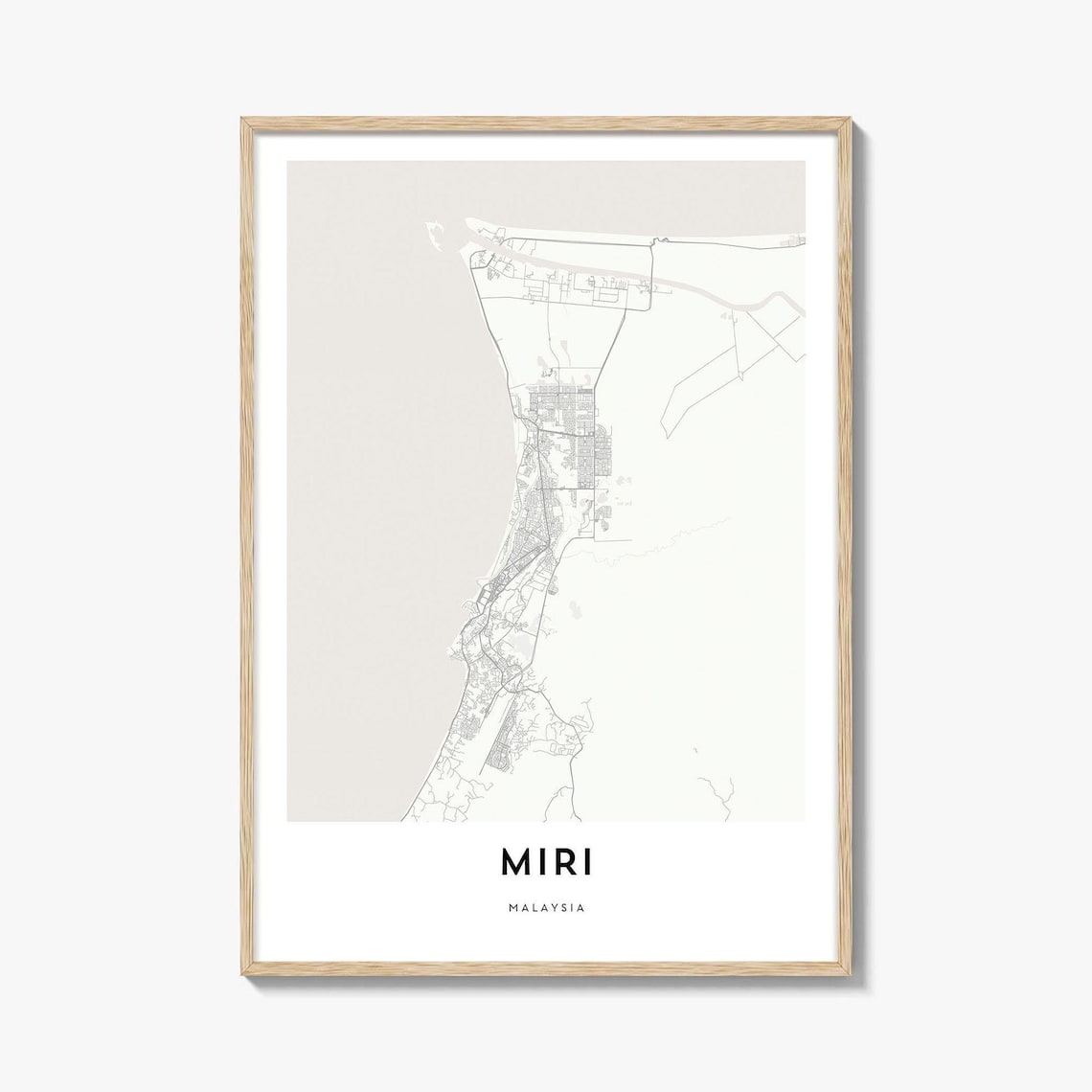 Miri Malaysia Minimalist City Map Poster Modern Coastal Decor Art
