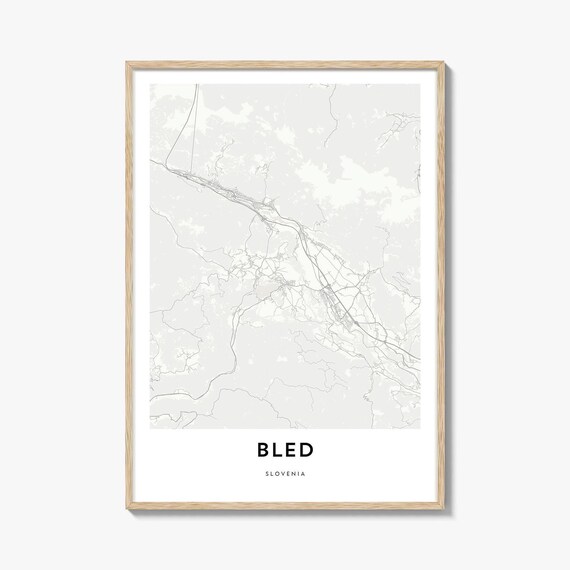 Bled Slovenia Minimalist City Map Street Art Print Alpine Gift