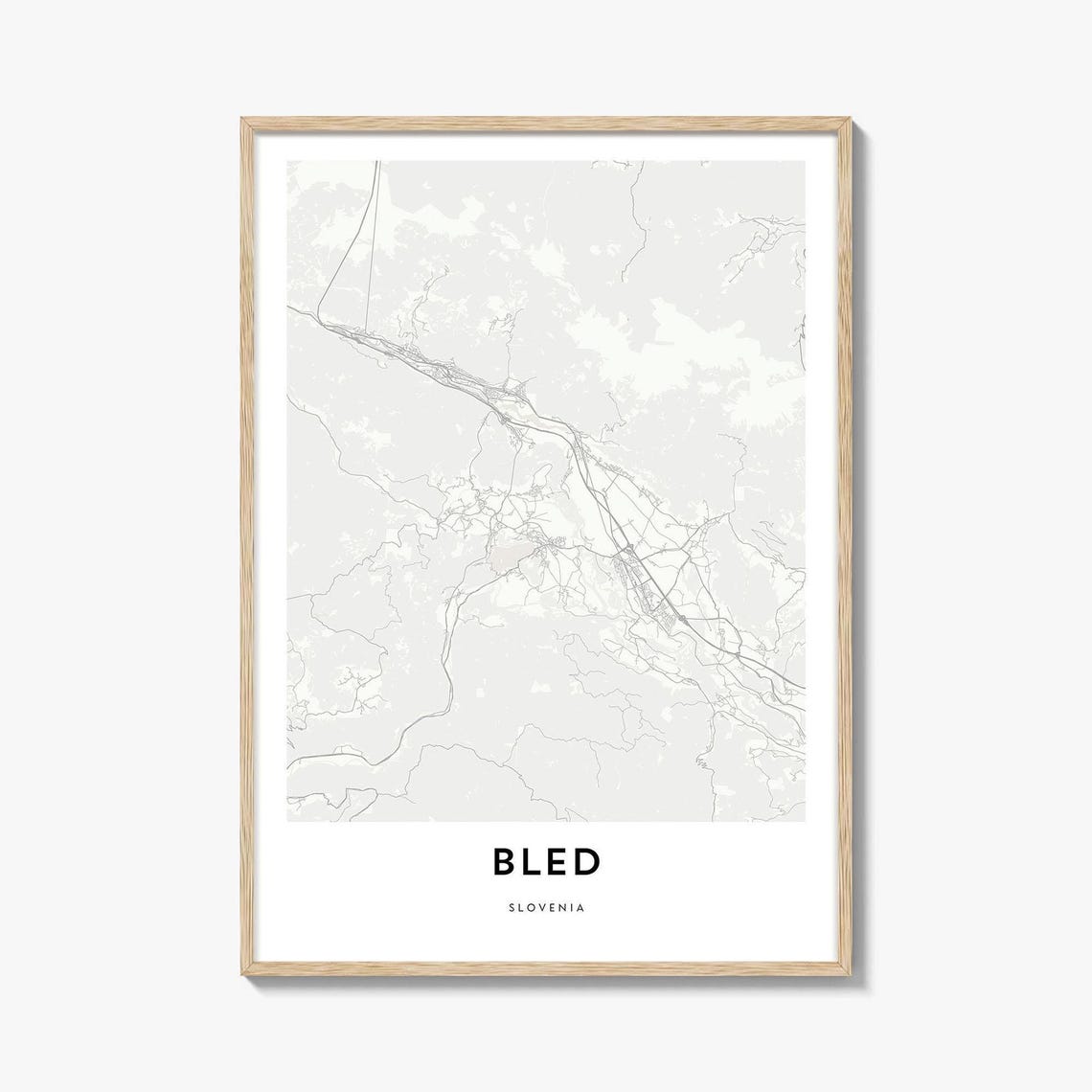 Bled Slovenia Minimalist City Map Street Art Print Alpine Gift