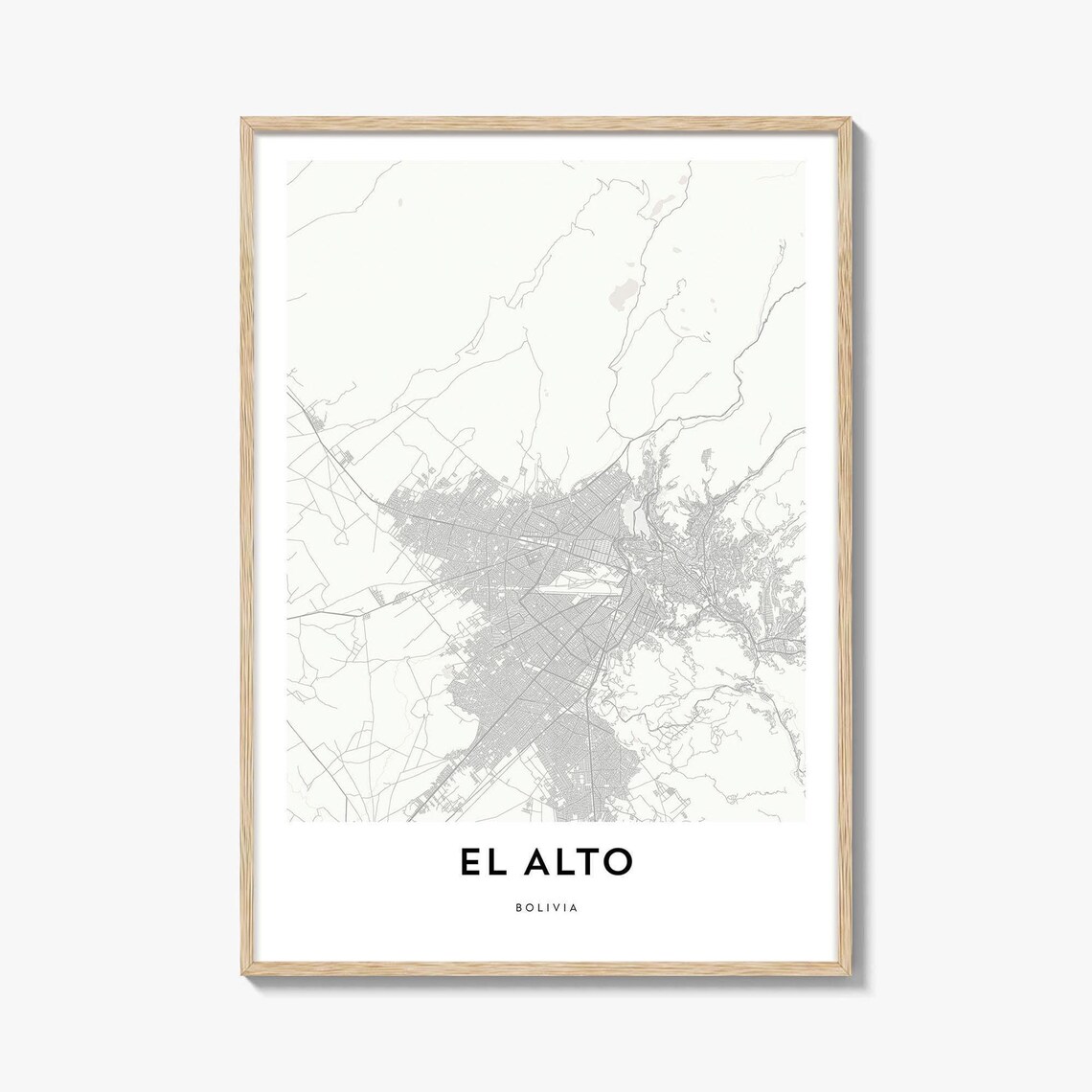 El Alto Bolivia Minimalist City Map Street Art Modern Travel Poster