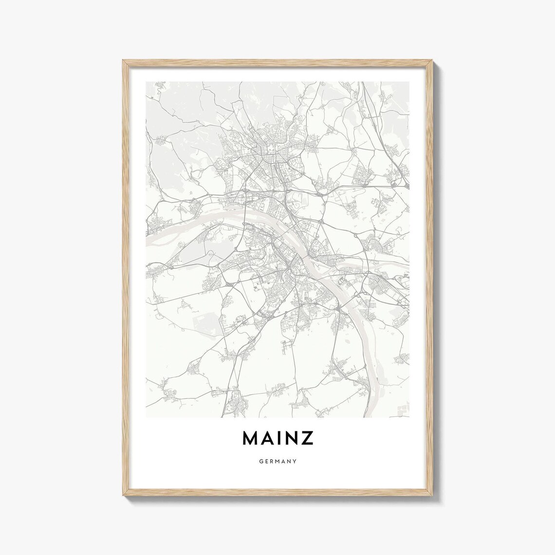 Mainz Germany Minimalist City Street Map Art Poster for Home