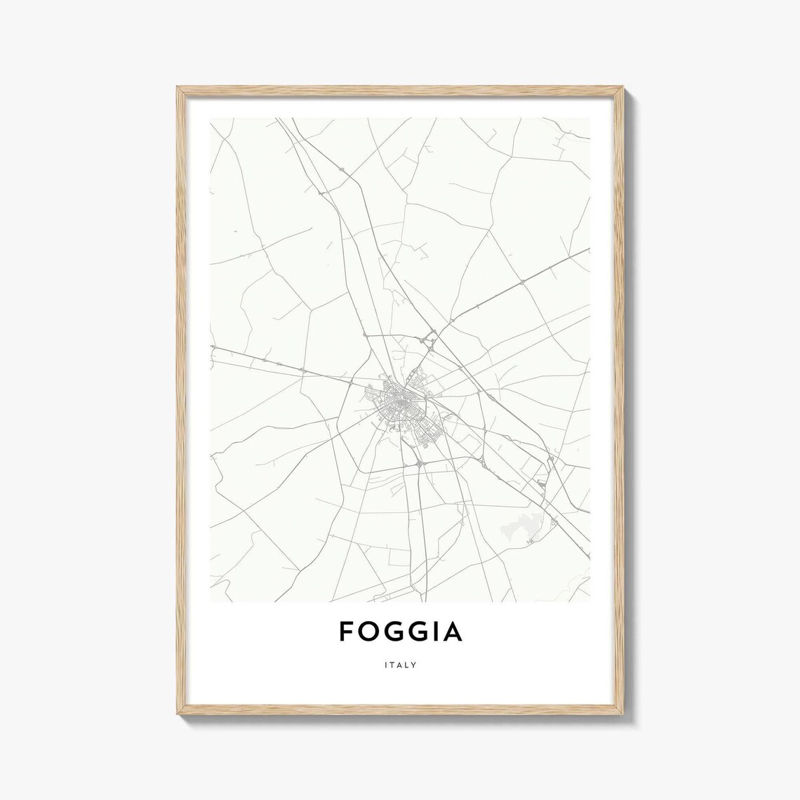 Foggia Italy Minimal Line Street Map City Art Poster Decor Gift