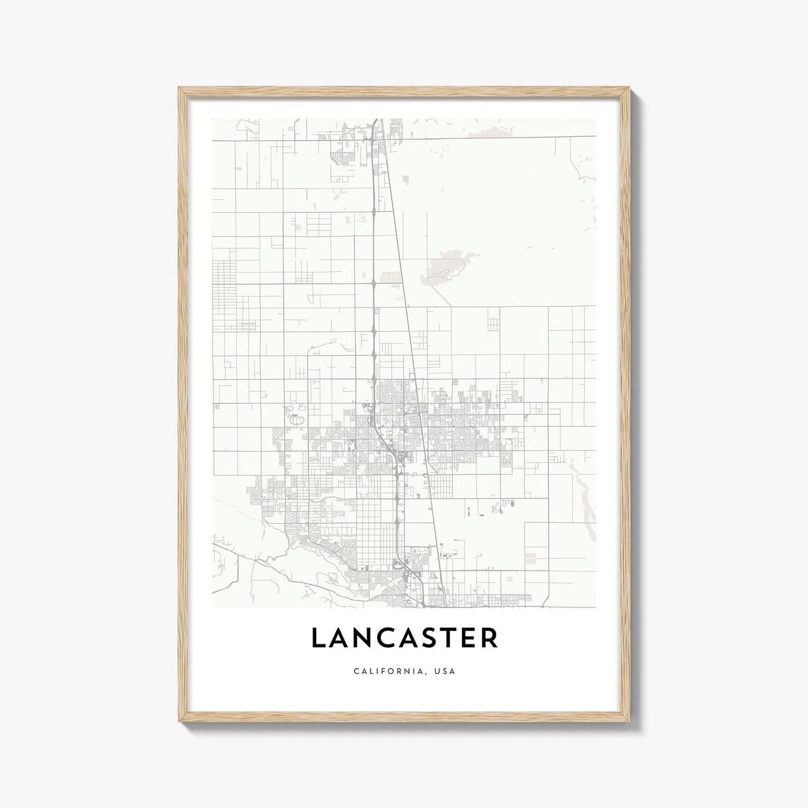 Lancaster California Minimalist Street Map City Line Art Poster