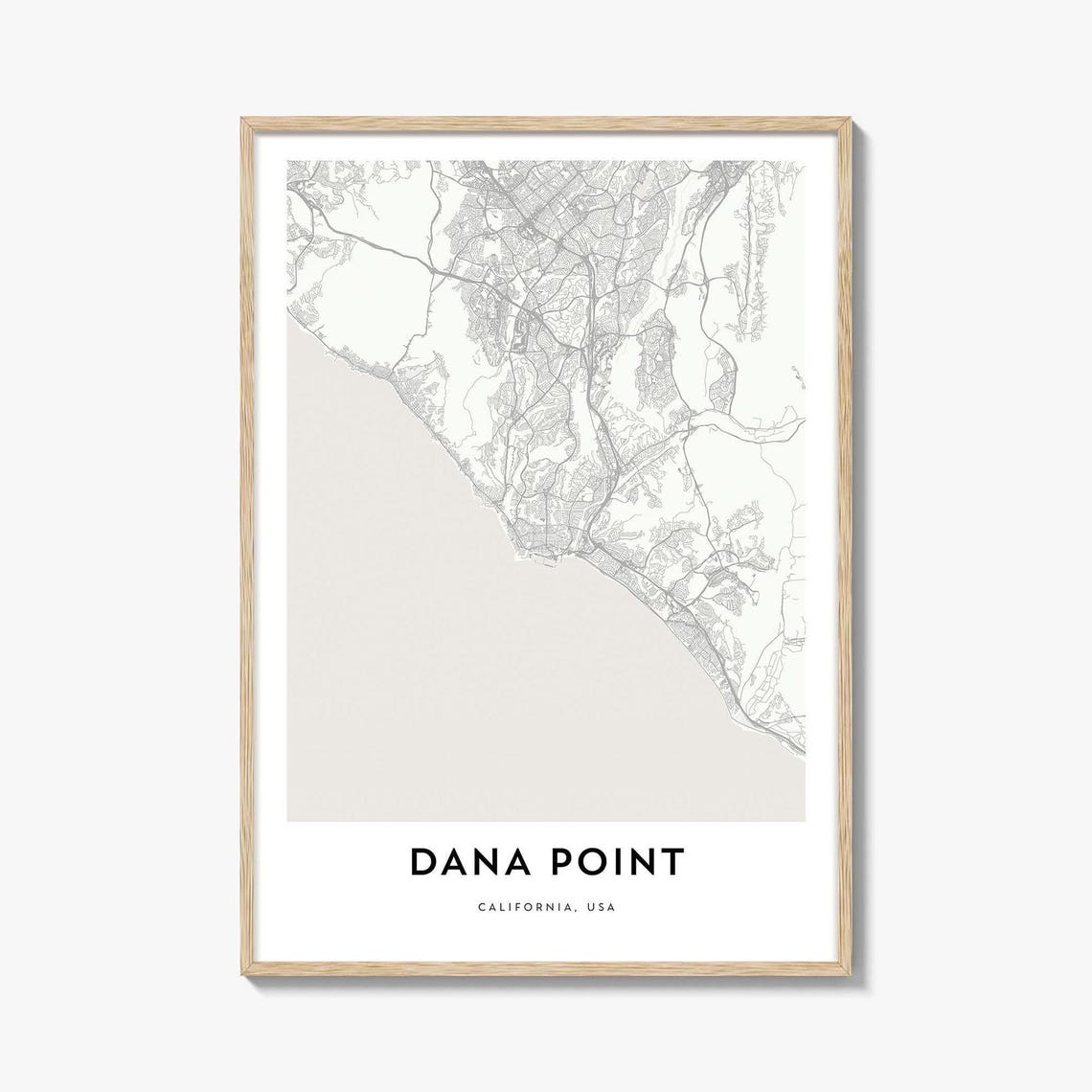 Dana Point California Coastal City Map Line Street Art Wall Poster