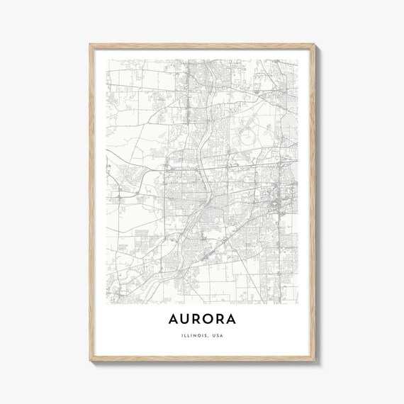 Aurora Illinois Minimalist City Street Map Modern Black White Poster