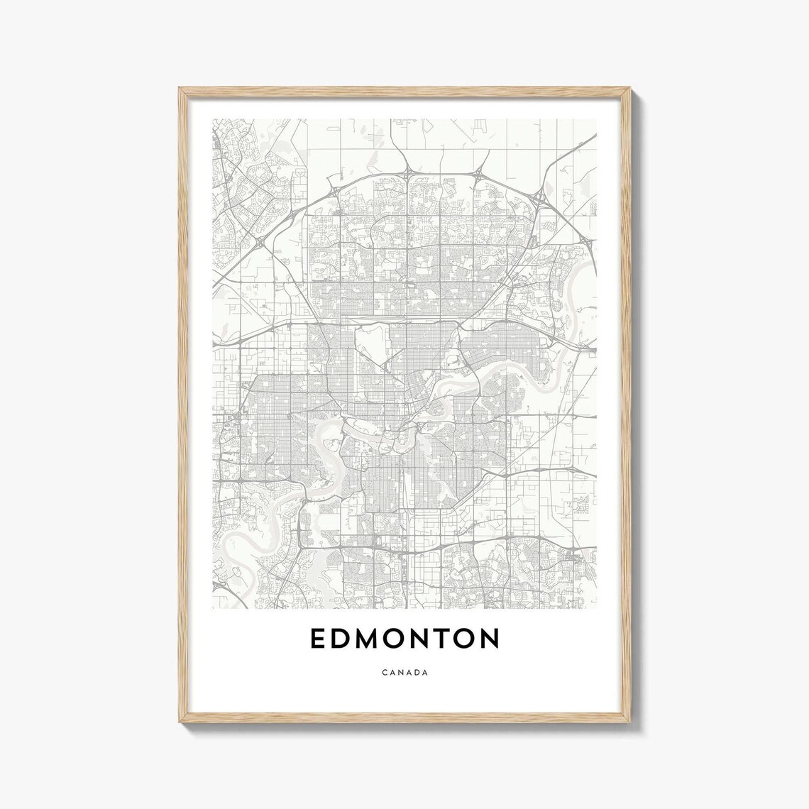 Edmonton Canada Minimalist City Map Street Art Travel Poster