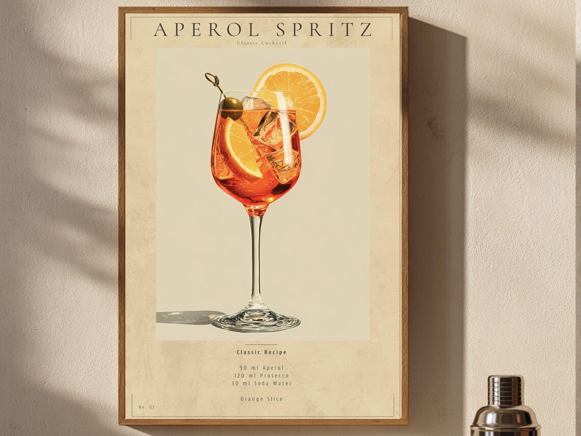 Aperol Spritz Vintage Cocktail Art Print