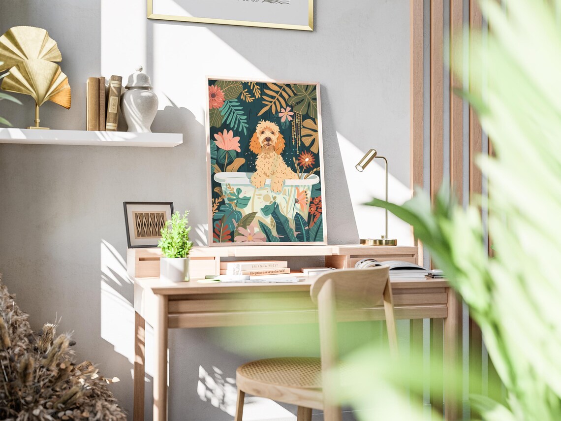 Goldendoodle Boho Jungle Kids Room Poster Print - Image 2